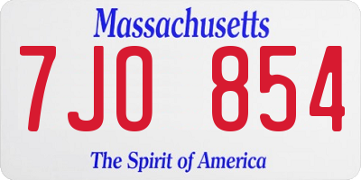 MA license plate 7JO854