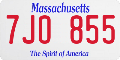 MA license plate 7JO855