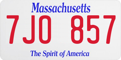 MA license plate 7JO857