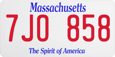 MA license plate 7JO858