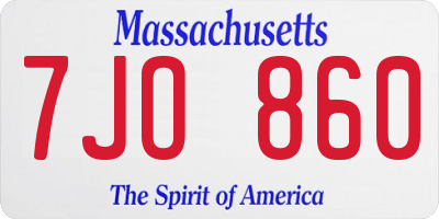 MA license plate 7JO860