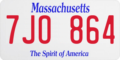 MA license plate 7JO864