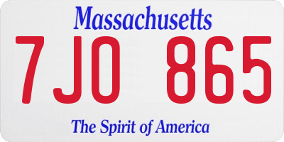 MA license plate 7JO865
