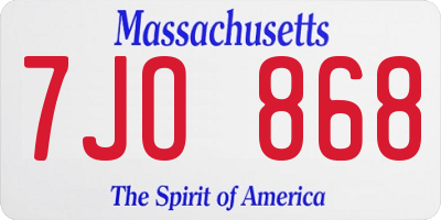 MA license plate 7JO868