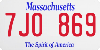 MA license plate 7JO869