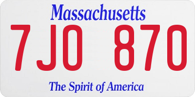 MA license plate 7JO870
