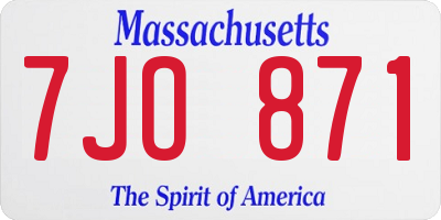 MA license plate 7JO871