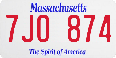 MA license plate 7JO874