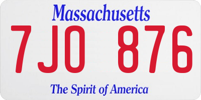 MA license plate 7JO876