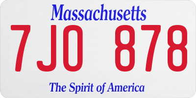 MA license plate 7JO878