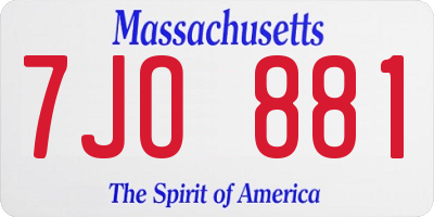 MA license plate 7JO881