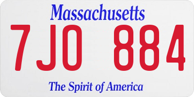 MA license plate 7JO884
