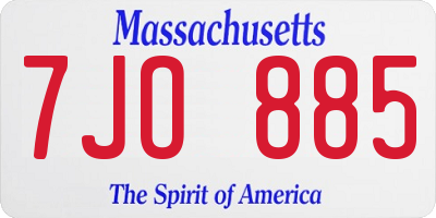 MA license plate 7JO885