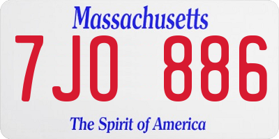 MA license plate 7JO886
