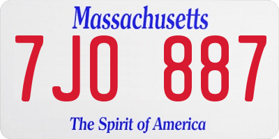 MA license plate 7JO887
