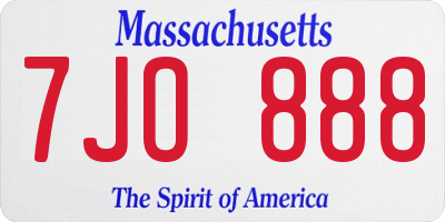 MA license plate 7JO888