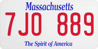MA license plate 7JO889