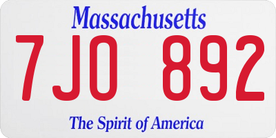 MA license plate 7JO892
