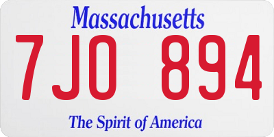 MA license plate 7JO894