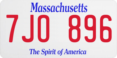 MA license plate 7JO896