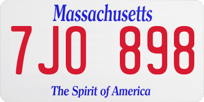 MA license plate 7JO898