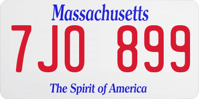 MA license plate 7JO899