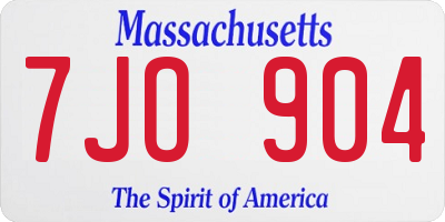 MA license plate 7JO904