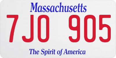 MA license plate 7JO905