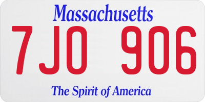 MA license plate 7JO906