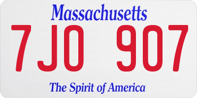 MA license plate 7JO907