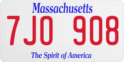 MA license plate 7JO908