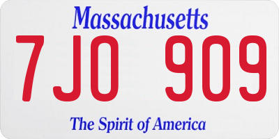 MA license plate 7JO909