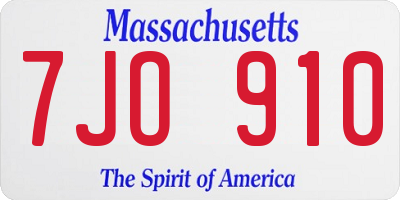 MA license plate 7JO910