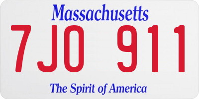 MA license plate 7JO911