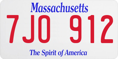 MA license plate 7JO912