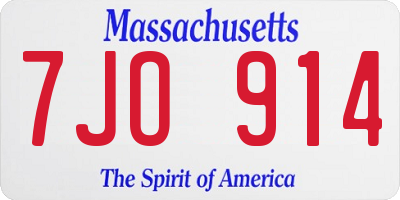 MA license plate 7JO914