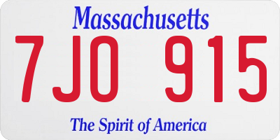 MA license plate 7JO915