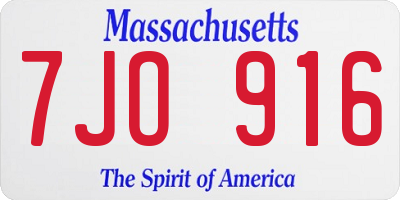 MA license plate 7JO916