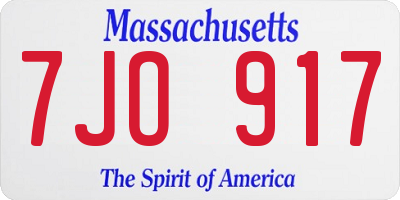 MA license plate 7JO917