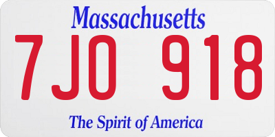 MA license plate 7JO918