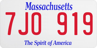 MA license plate 7JO919