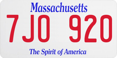 MA license plate 7JO920