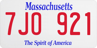 MA license plate 7JO921