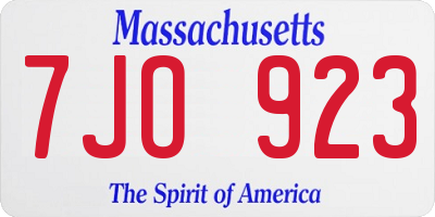 MA license plate 7JO923