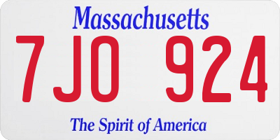 MA license plate 7JO924