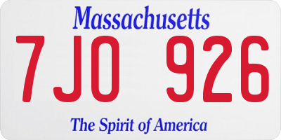 MA license plate 7JO926