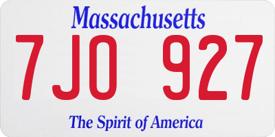 MA license plate 7JO927
