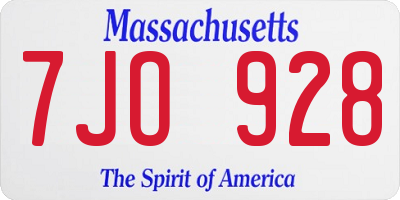 MA license plate 7JO928