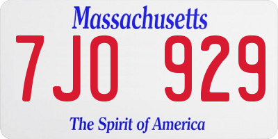 MA license plate 7JO929