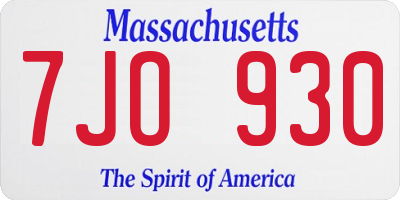 MA license plate 7JO930